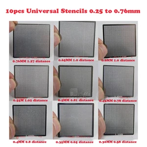 10 шт.лот универсальные трафареты прямого нагрева BGA от 0,25 до 0,76 мм Bga набор инструментов для реболлинга