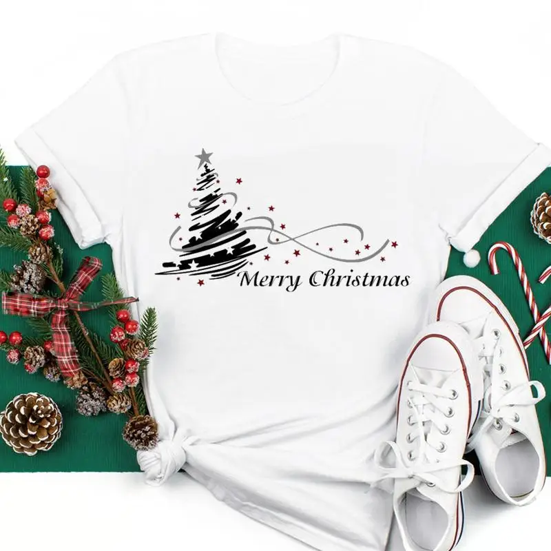 

Женская футболка в стиле 90-х с графическим рисунком для новогоднего отпуска, 2022