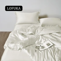 lofuka noble white 100 silk bedding set silky soft duvet cover queen king flat sheet or fitted sheet pillowcase bed linen set