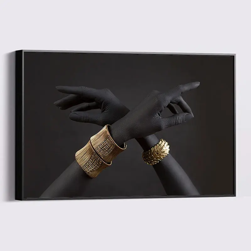 

canvas print black gold hands Scandinavian painting living room bedroom wall Hoom Decor Posters Modern art hanging picture