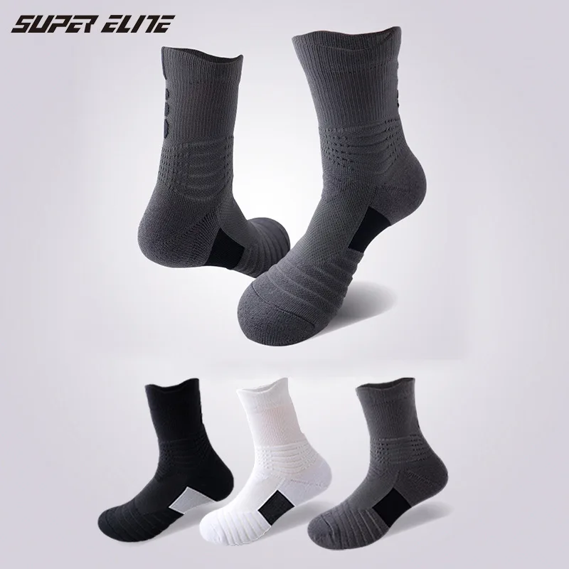 

Men Towel Bottom Mid Tube Sports Socks Terry Absorb Sweat and Shock Elite Basketball Socks Outdoor Cycling Running Socks SKG026