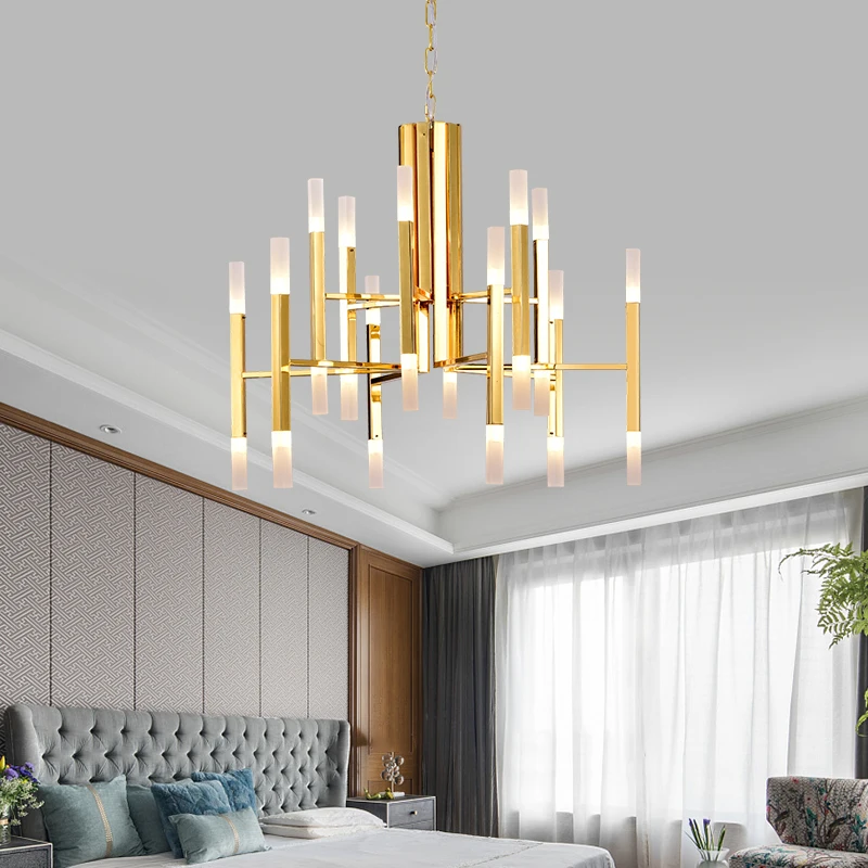 

Nordic Postmodern LED Art Villa Chandelier Living Room Lobby Restaurant Gold Chandelier Creative Personality Indoor Lighting