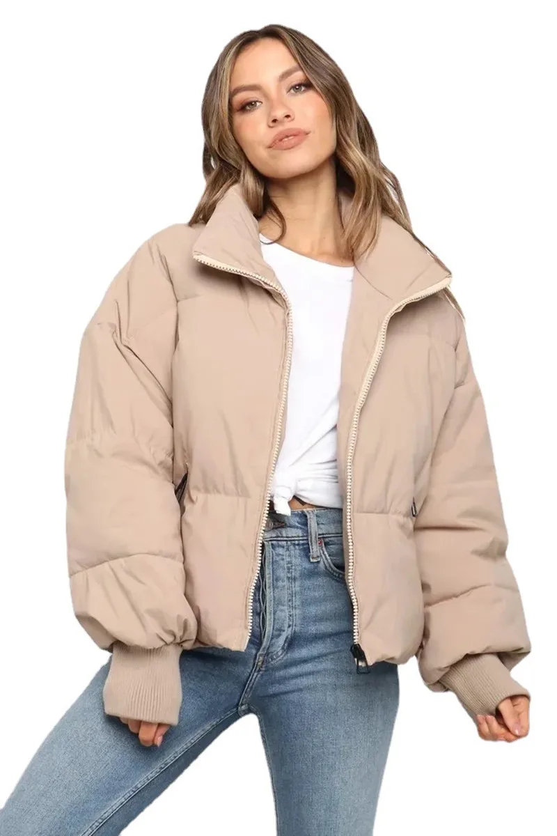Fashionable new cotton padded clothes for women, loose and thin, warm bread jacket, short style, lazy style, down padded clothes