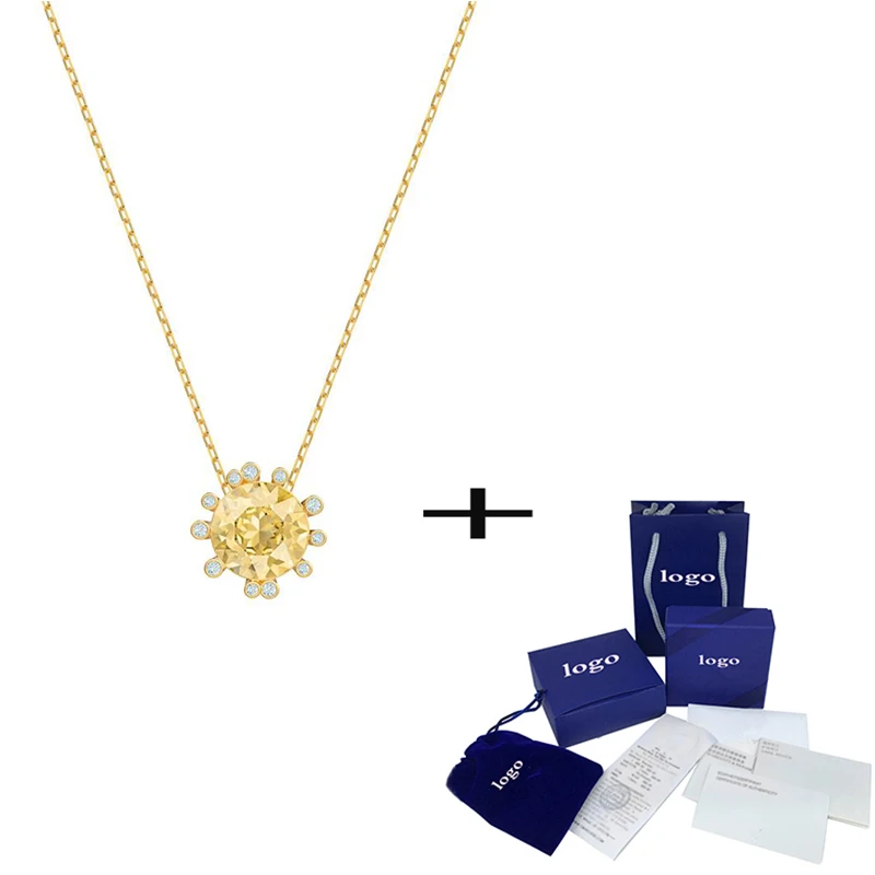 

SWA Elegant New OLIVE Pendant Fashion Shiny Desert Color Crystal Female Clavicle Necklace Send Girlfriend Exquisite Jewelry Gift