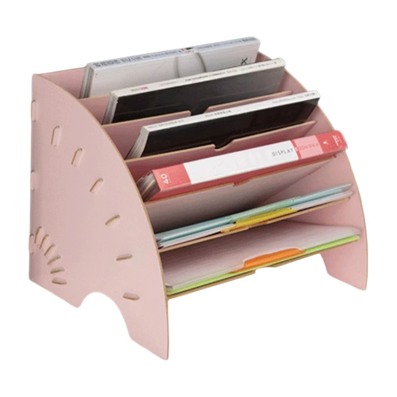 

Fan-Shaped Wooden Desktop File Holder Office Desk DIY Document File Cabinet Multifunction Magazine Book Shelf biuro