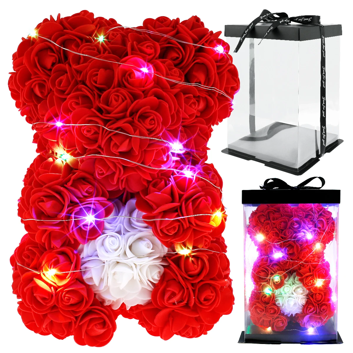 

Прямая поставка, 25 см, плюшевый розовый медведь, искусственный цветок, Роза медведя, Рождественское украшение для дома, подарки на день свят...