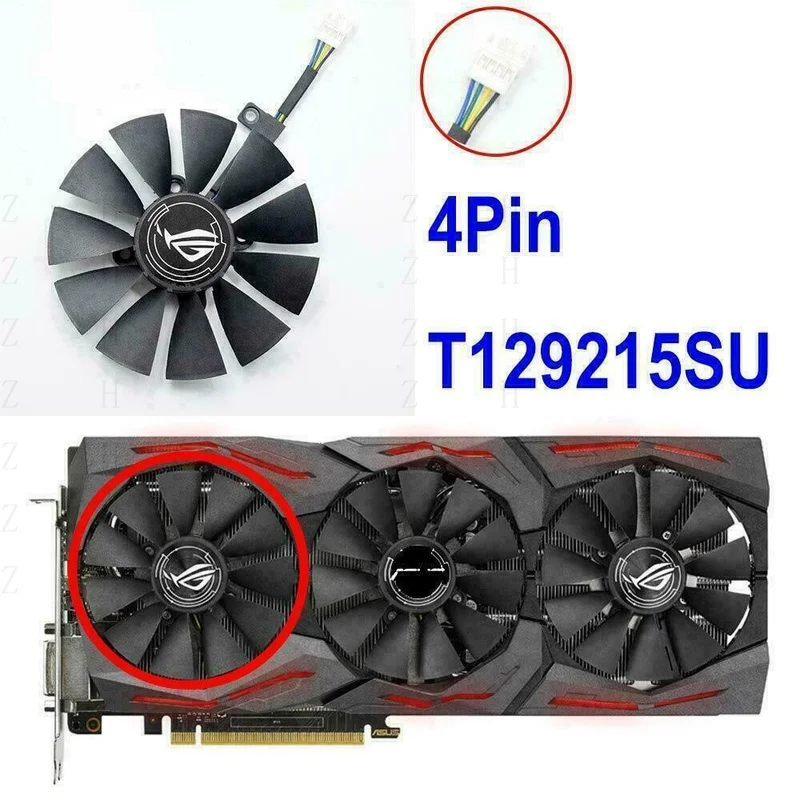 Фото Вентилятор-кулер H для ASUS Strix GTX 1060 OC 1070 1080 GTX 1080Ti RX 480 T129215SU 87 мм №2