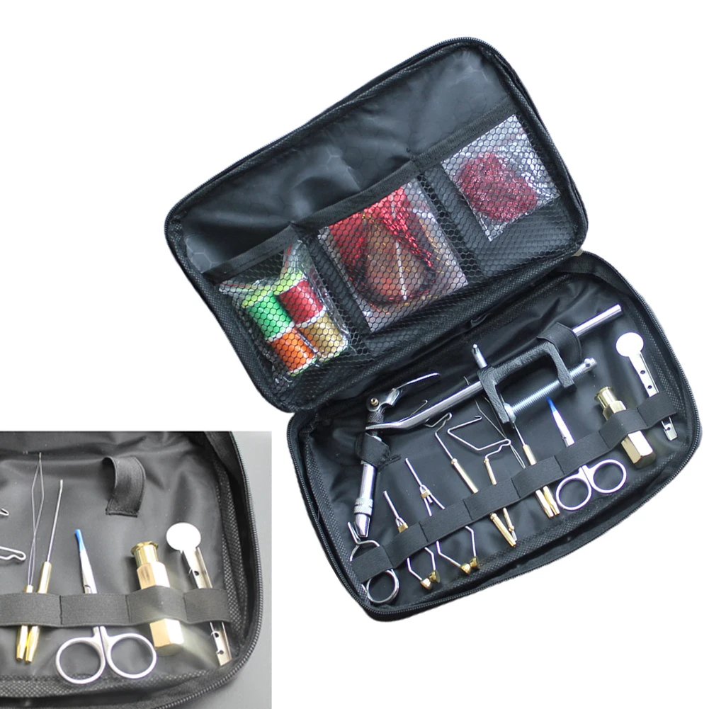 

Fly Tying Kit With Vise Bobbin Threader Whip Finisher Plier Bodkin DIY Tools Iscas Pesca Fishing Tackle Gear Accessories