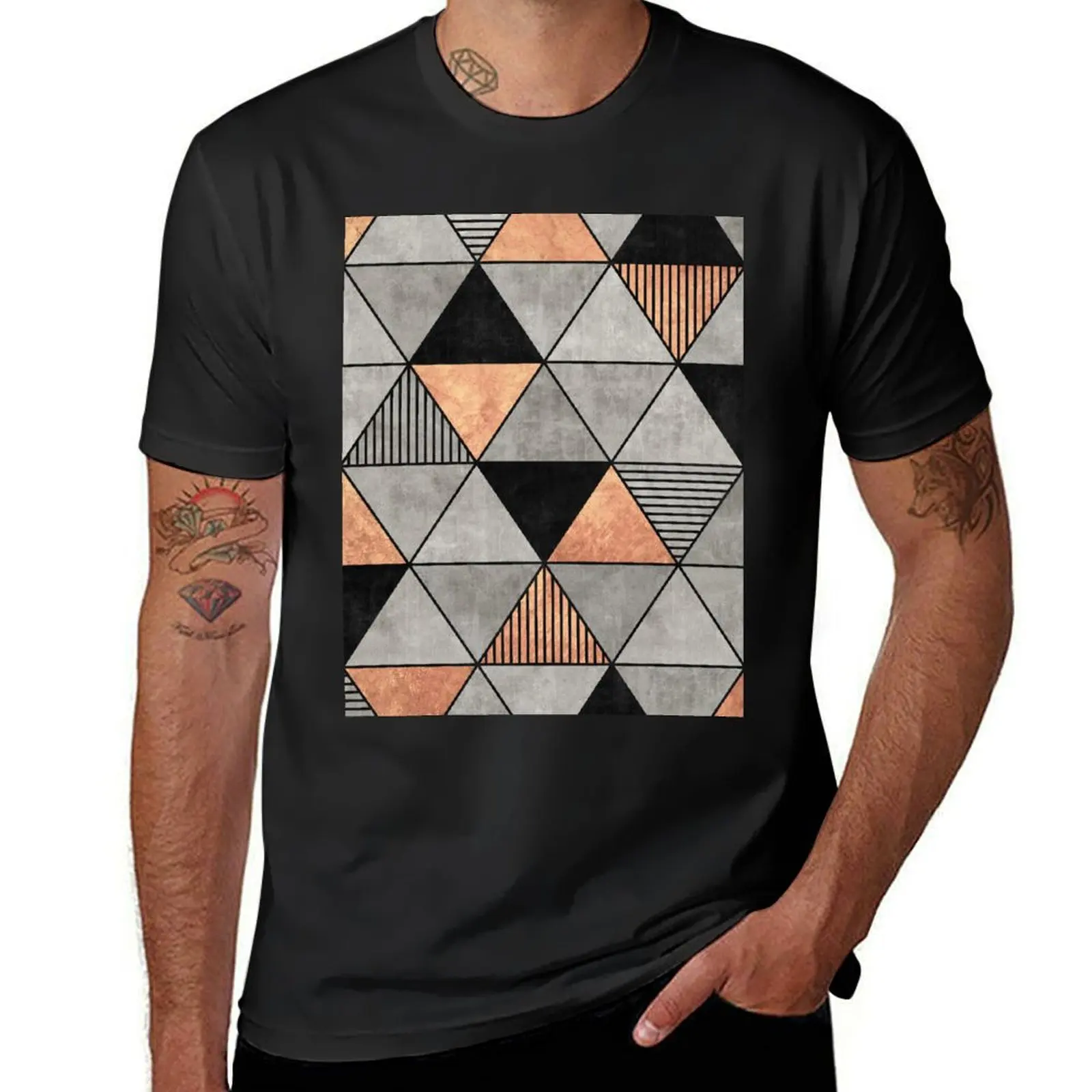 Футболка мужская быстросохнущая с принтом в виде бетонных и медных