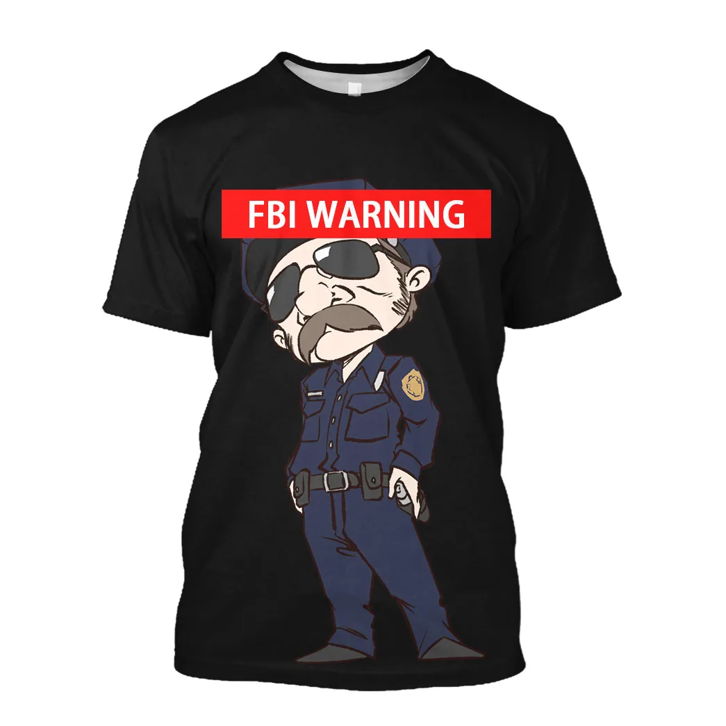 

Jumeast FBI WARNING 3D Graphic T-Shirts Army Casual Funny Print T Shirty For Men Cartoon Mesh Jumpers Baggy Clothing Wide Tops