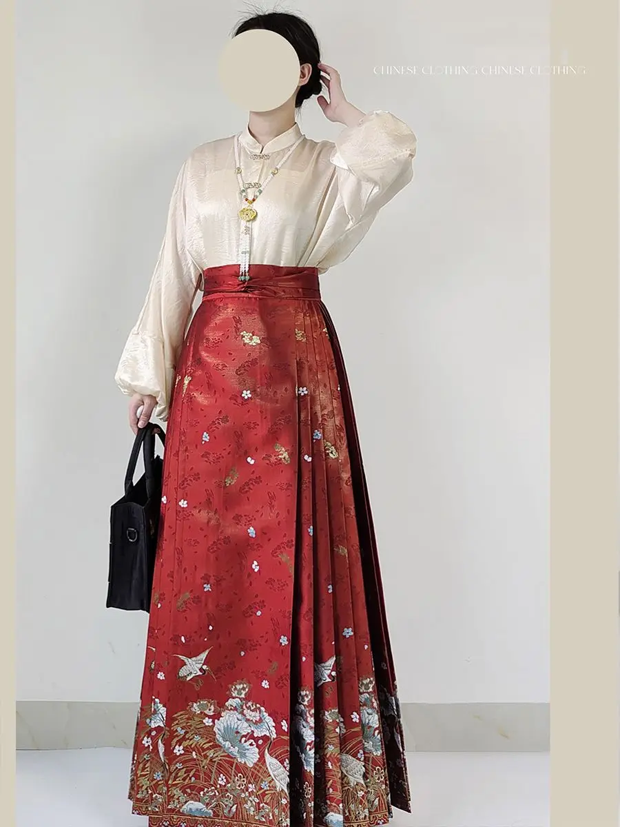 Юбка Mamian китайская династия Мин имитация макияжа тканая золотая юбка с