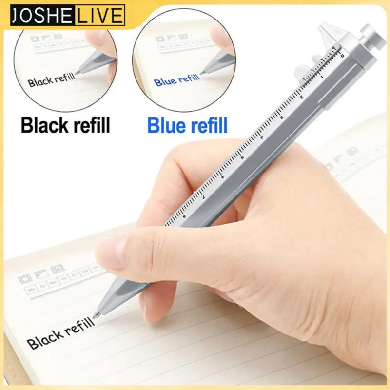 

Silver Vernier Caliper Roller Ball Pen Multifunction Stationery Ball-Point Creative School Gifts Marker Pen Black Blue Refill