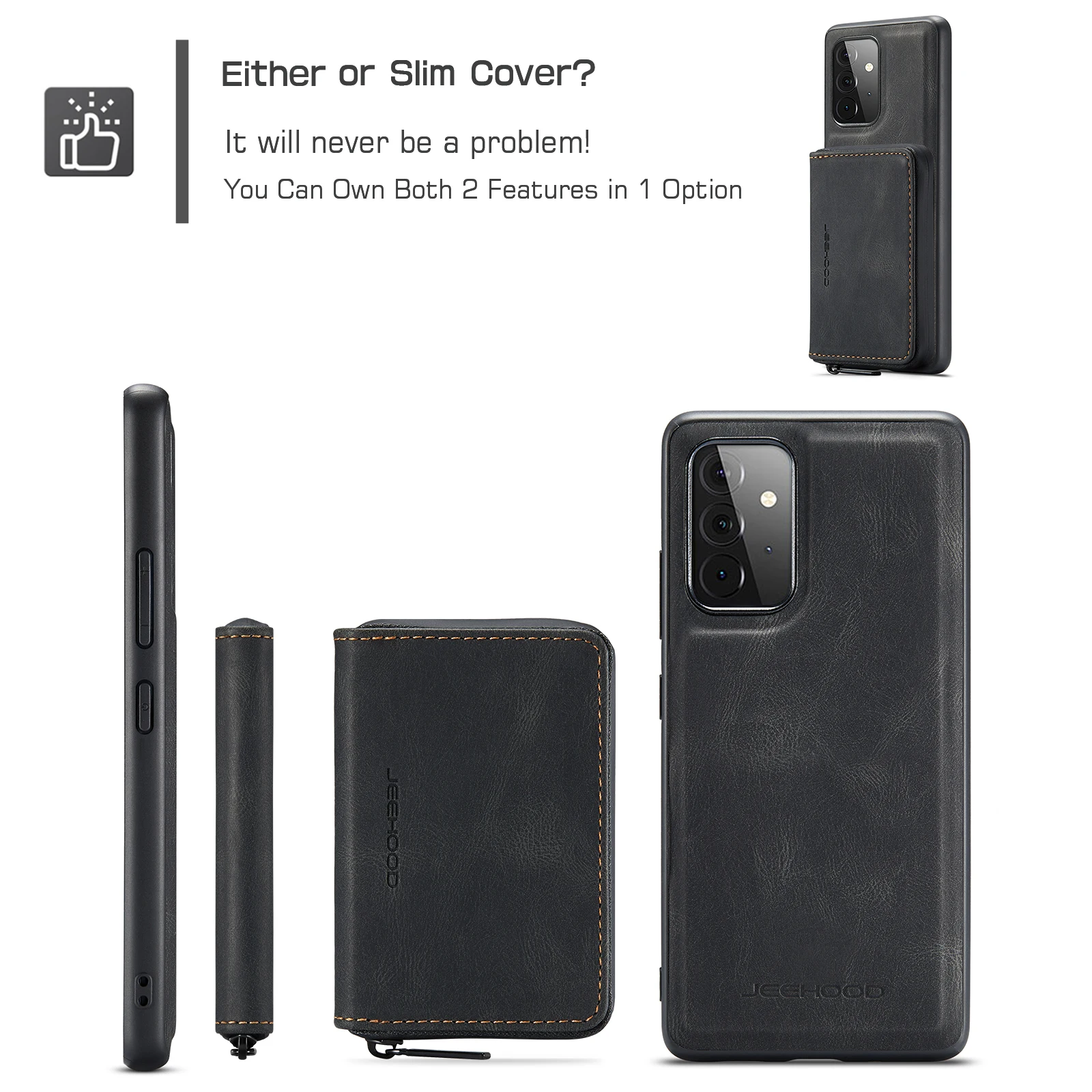 Detachable Zipper Wallet Phone Case for Samsung Galaxy S22 Ultra S21FE S20 Plus Note 20 10 9 8 Card Pocket Full Protective Cover