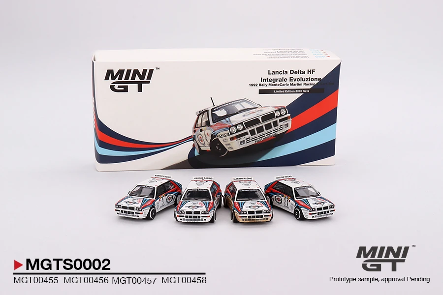 

MINIGT 1:64 Lancia Delta HF Integrale Evo1992 Martini MGTS0002 LHD Metal Cast Car Model Vehicle Toys for Children Collectable