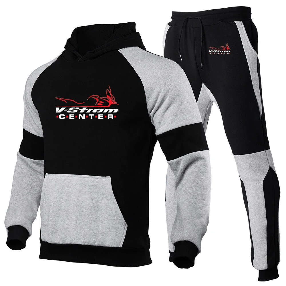 

V strom Dl1000 Dl650 Adventure Motorcycle 2022 Men's New High Quality Tracksuit Hooded Sweatshirt+Pants Sportwear 2 Piece Suits