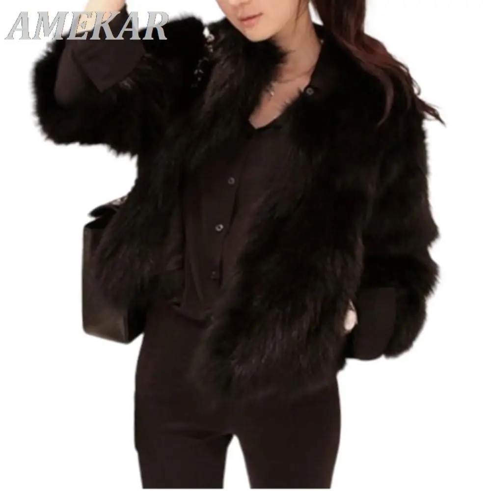 Women's Soft Real Fur Coat Jacket Winter Fluffy Waistcoat Outerwear Girl Lady Luxury Elegant Winter Warm Casual Solid Fur Coat