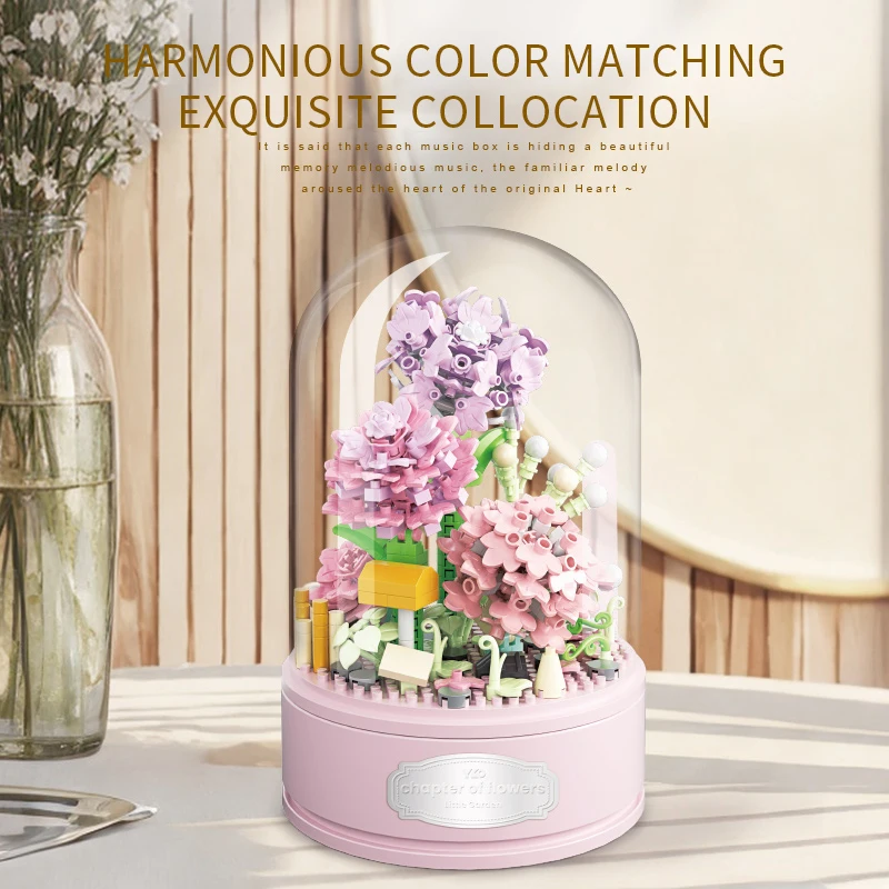 Музыкальная шкатулка с гвоздикой строительные блоки креативный букет