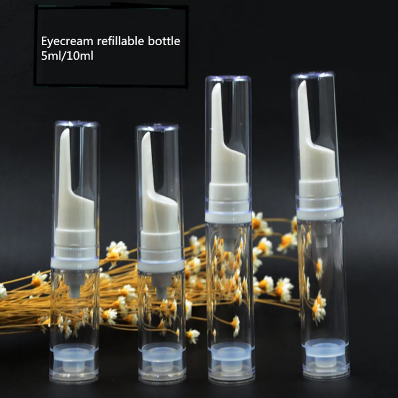 

6ps/lot 10 15ml empty eye cream airless pump small plastic travel bottle, vacuum airless cosmetic container refillable portable