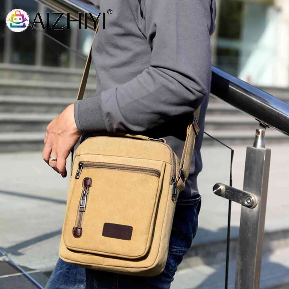 

Повседневные сумки через плечо, маленькая винтажная мужская сумка, однотонная Холщовая Сумка на плечо, сумка для телефона на молнии, водоне...