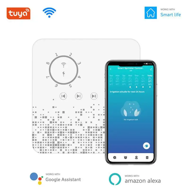 

Tuya Wifi Intelligent Irrigation Controller For Garden,lawn Automatic Watering Timer Compatible With Alexa Google Home Assistant
