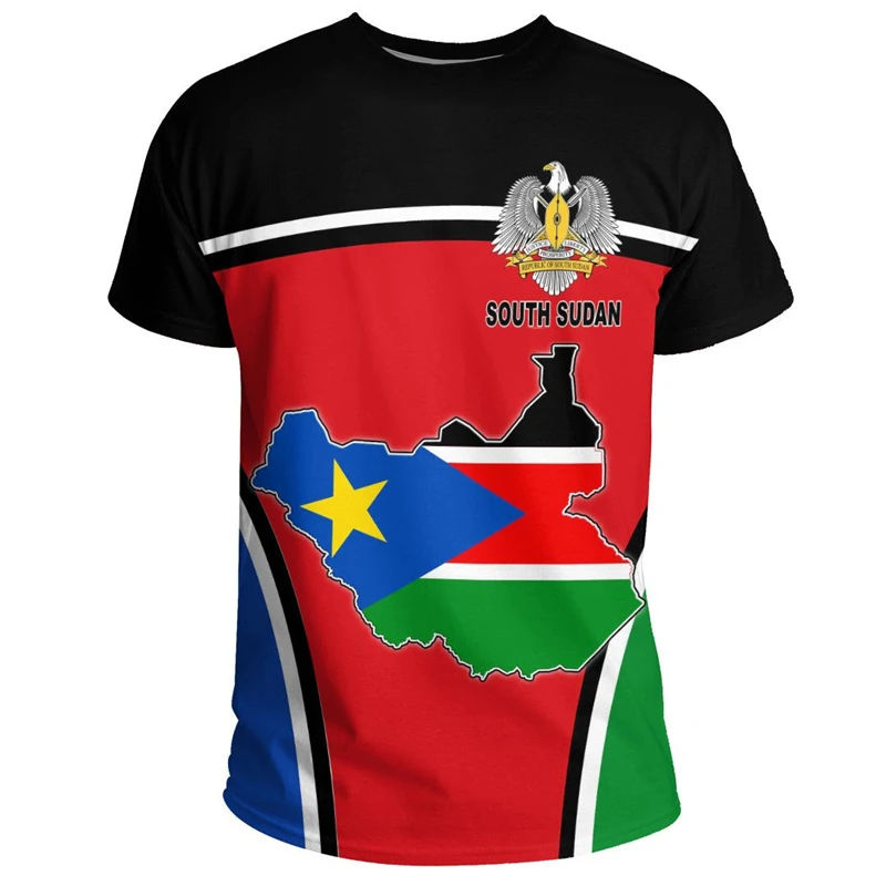 Sudan Coat Of Arms Pattern 3d Printed T-shirt For Men Street Outdoor Casual Tee Shirts O-neck Short Sleeves Oversized Tees Top
