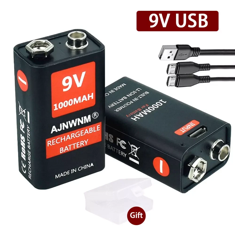 

NEW2023 1000mAh micro USB 9 Volt li-ion Rechargeable Battery 6F22 9V Li ion Lithium Battery for RC Helicopter Model Microphone T