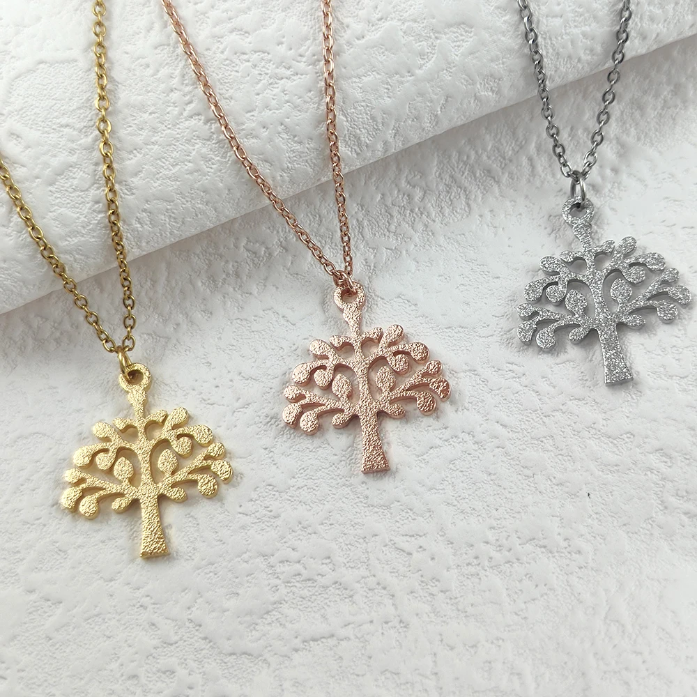 

Stainless Steel Necklaces Lush Trees Plants Pendant Chain Collar Fashion Charm Necklace For Women Jewelry Party Friends Gifts