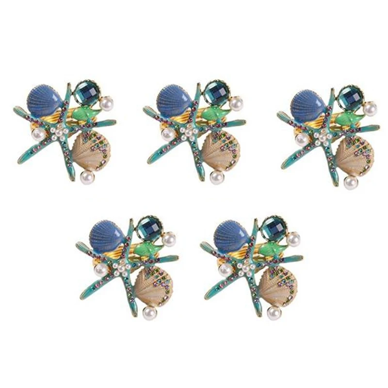 

5 шт., кольца для салфеток в виде морской звезды