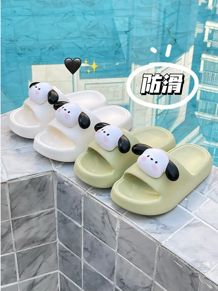 Thick Platform Slippers Women Men Shoes Women'S Home Slippers Soft Sole Cute Cartoon Dog Ladies Flip Flops Zapatillas Chaussons