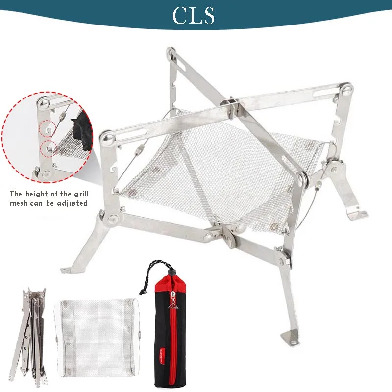 

Mini Outdoor Stove Grill Rack Portable Camping BBQ Burner Travel Folding Stainless Steel Wood Stove Picnic Charcoal Cook Grill