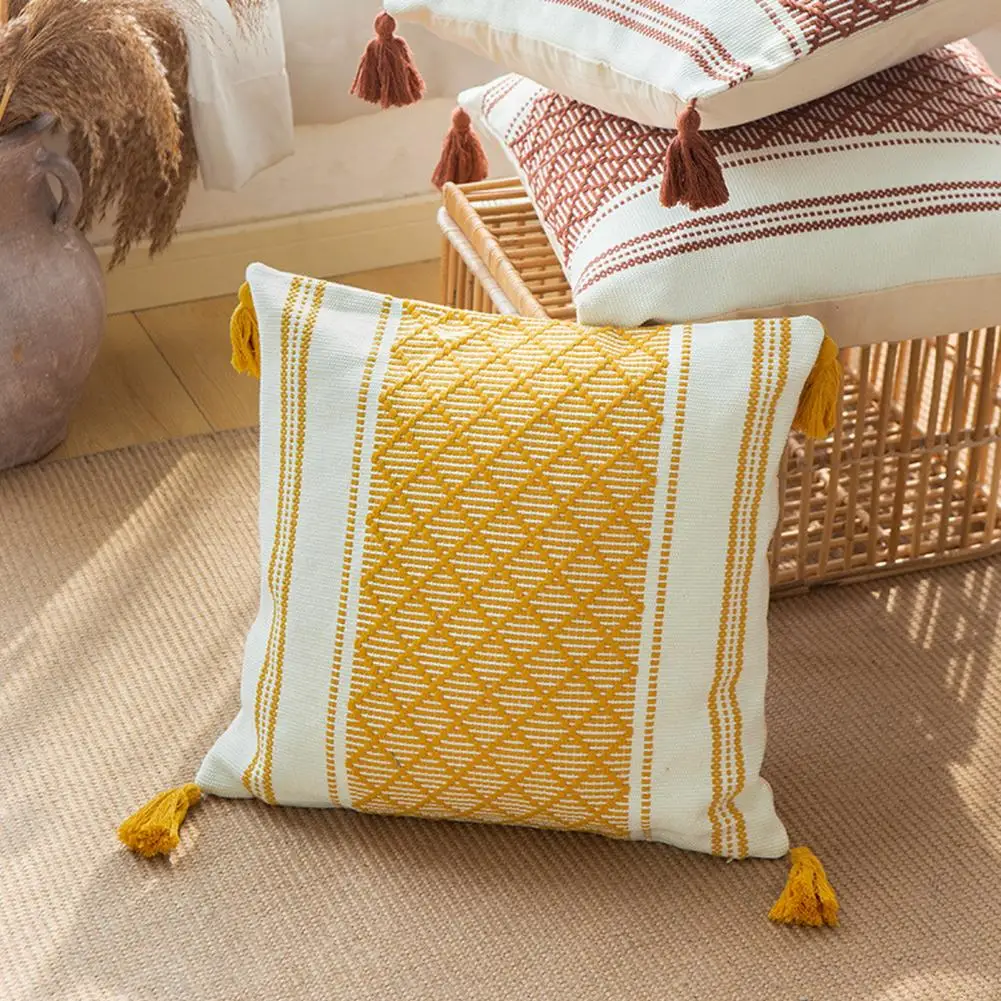 

Practical Cushion Case Bright Color 45x45cm Bohemian Pattern Throw Pillow Cover Eco-friendly Pillow Case Household Bedding