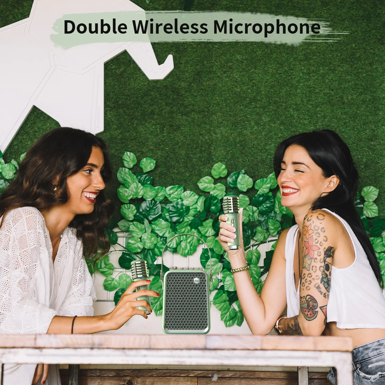 Фото Портативная Bluetooth-колонка Divoom Spark Pro 80W с 2 беспроводными микрофонами и RGB-подсветкой для вечеринок и пения на открытом воздухе. №2