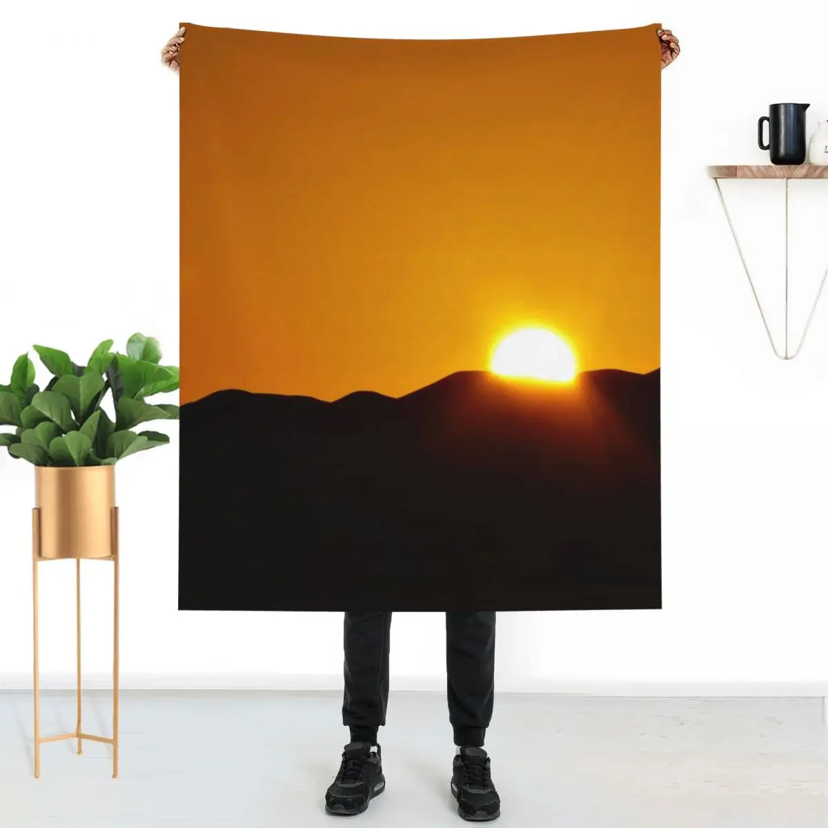 

Golden Desert Blanket Dunes Sunset Landscape On the Bed Custom Throw Blanket Knee Fun Blankets