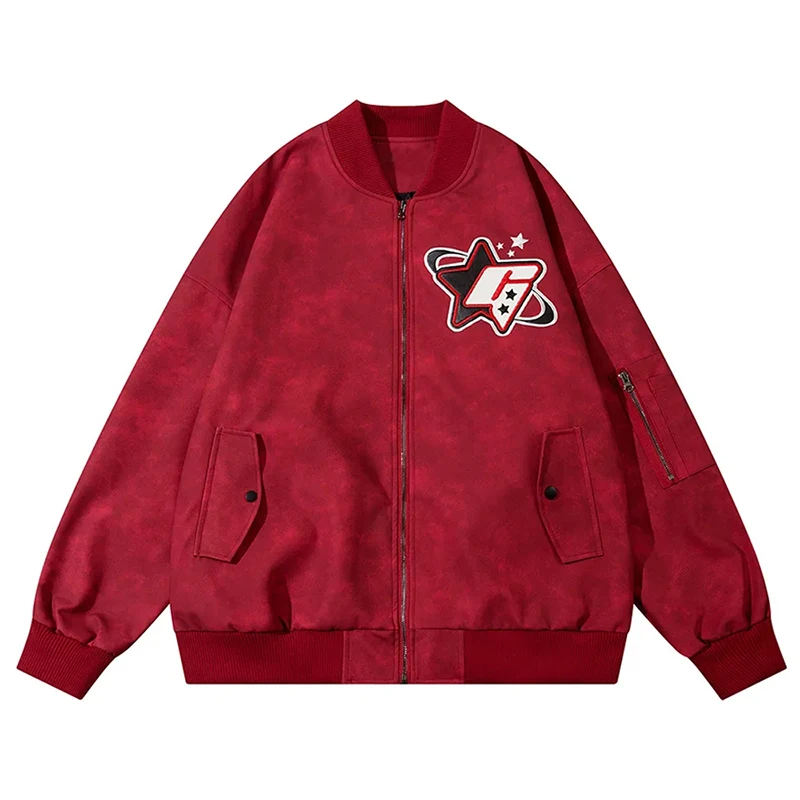 Замшевая куртка-бомбер в стиле хип-хоп мужские и женские винтажные бейсбольные