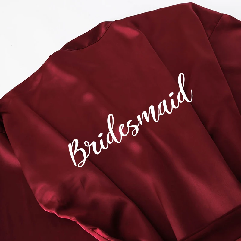 Owiter Bride Robe Women Burgundy Robe Satin Silk Robes Wedding Bridal Bridesmaid Robes Bathrobe Sleepwear Silk Dress