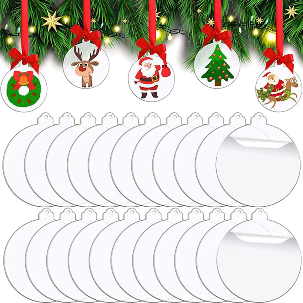 

Круглые Рождественские елочные шары, акриловые прозрачные подвесные украшения, акриловые рождественские украшения