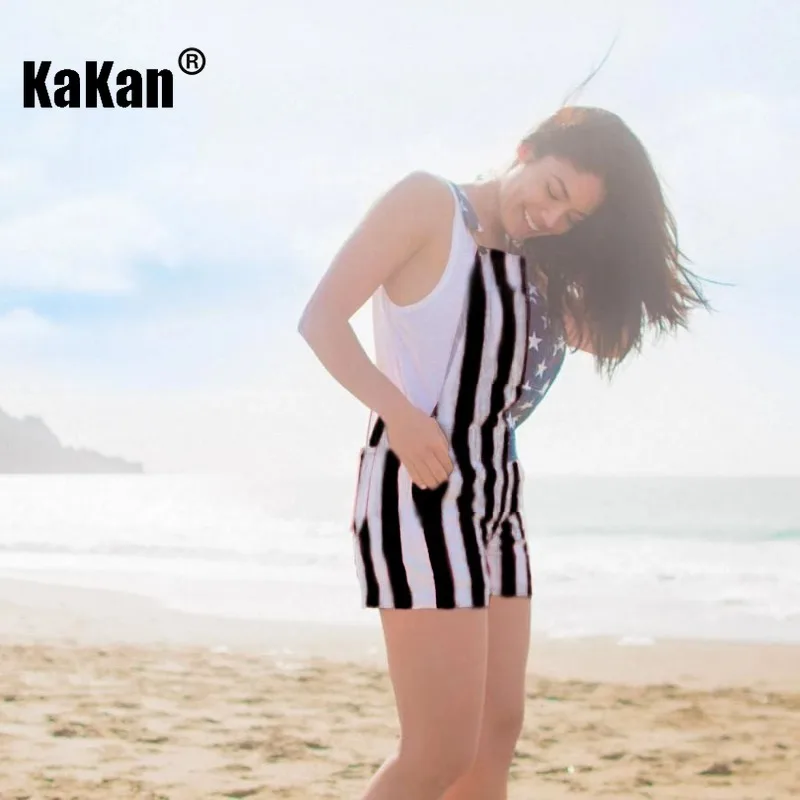 Мужские джинсы на бретелях Kakan красные летние брюки в американском стиле Дня