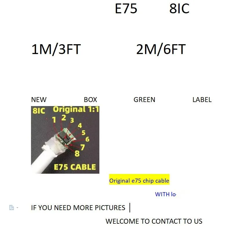 10 шт./для Foxcon E75 Chip 8IC 8pin 1m3ft 2 м/6 футов USB кабель для синхронизации данных и зарядки телефонный кабель для 11 X XR XS Max 7plus с коробкой