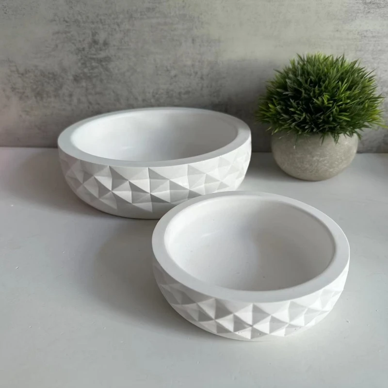 Большая круглая миска для хранения геометрический узор бетонный цветочный