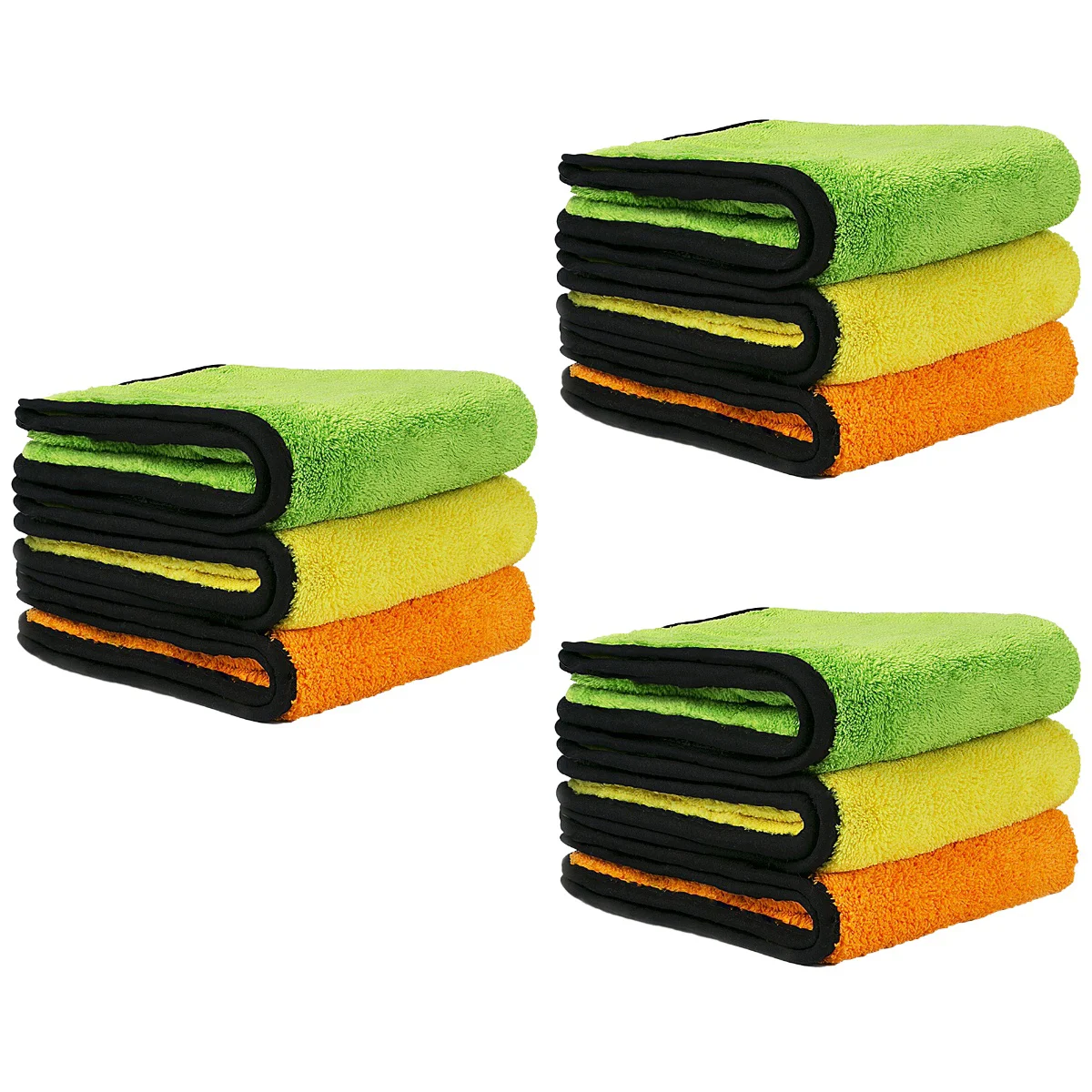 

pcs Dual-side Car Cleaning Towels Coral Auto Car Polishing Waxing Drying Cloth (Orange & Light Green & Yellow)
