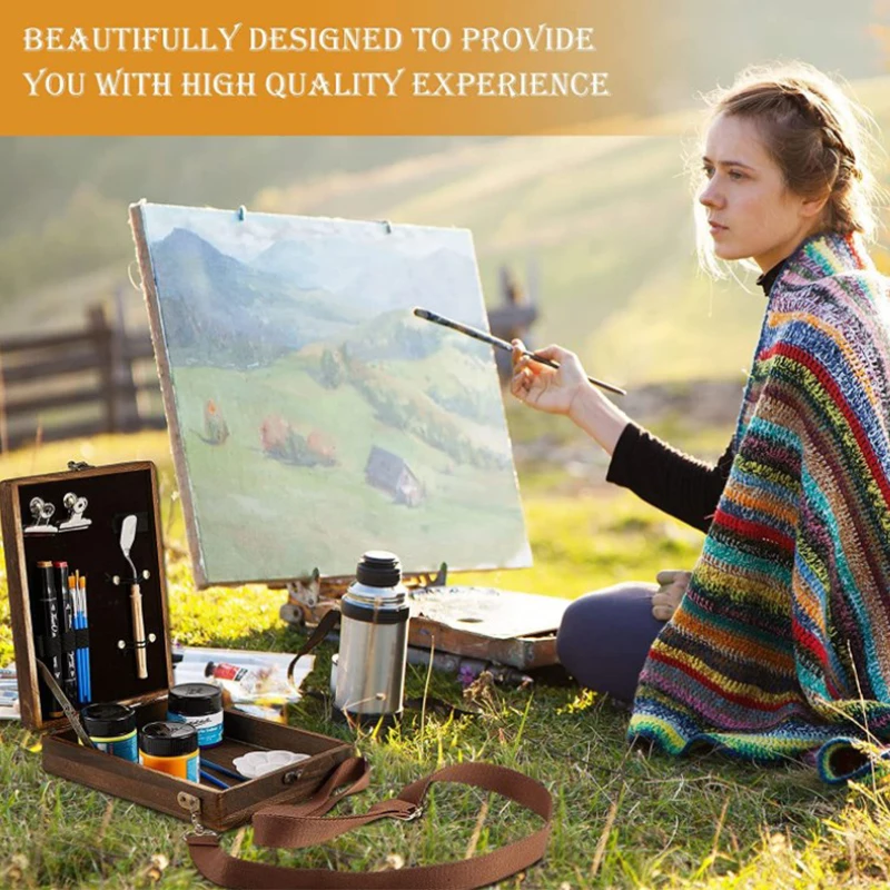 Writers Messenger Wood Box A5 Wooden Retro Trend Shoulder Bag Postman Outdoor Briefcase Art Supplies Box Home Decor Storage Box