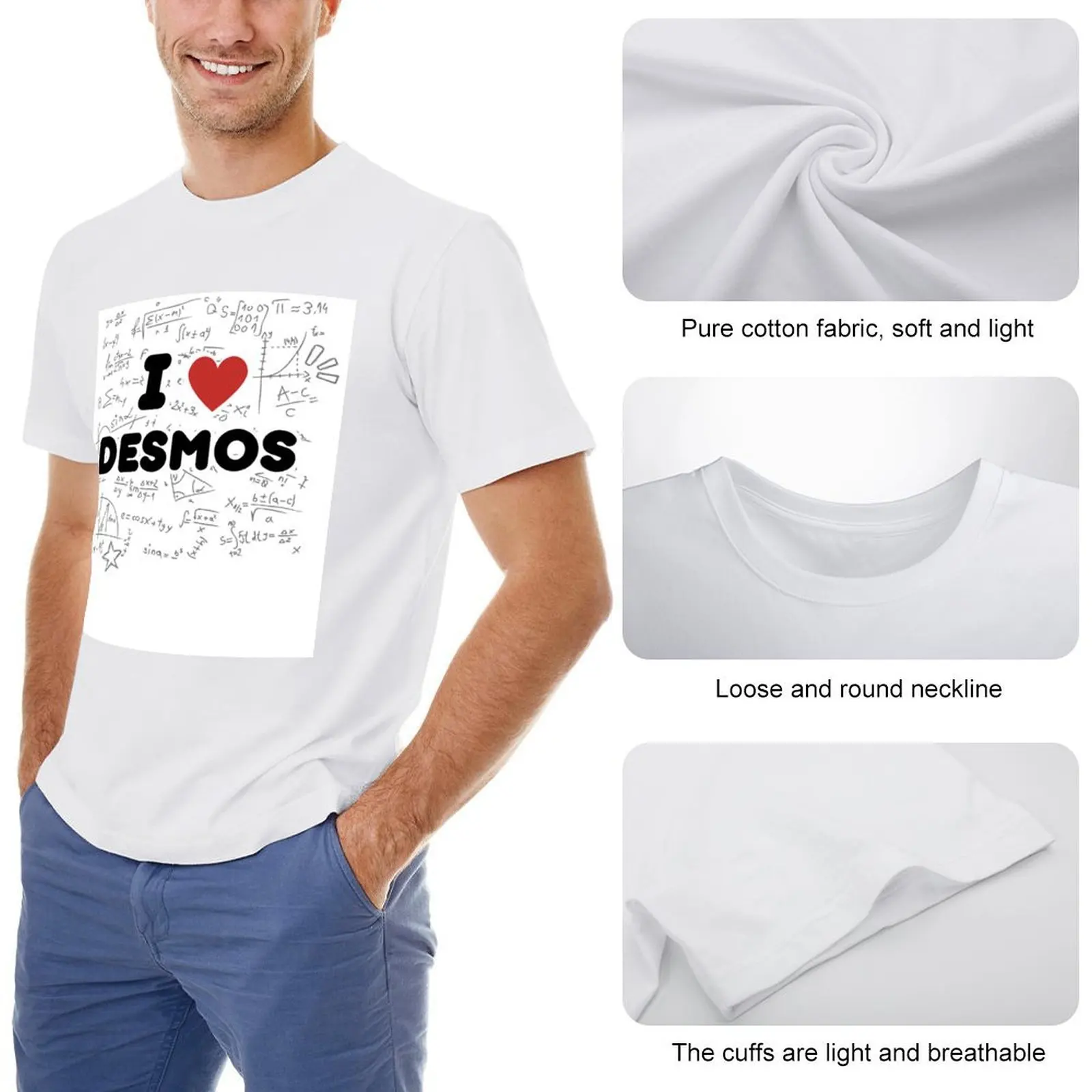 Официальная футболка I LOVE DESMOS синяя арочная рубашка в стиле аниме простые