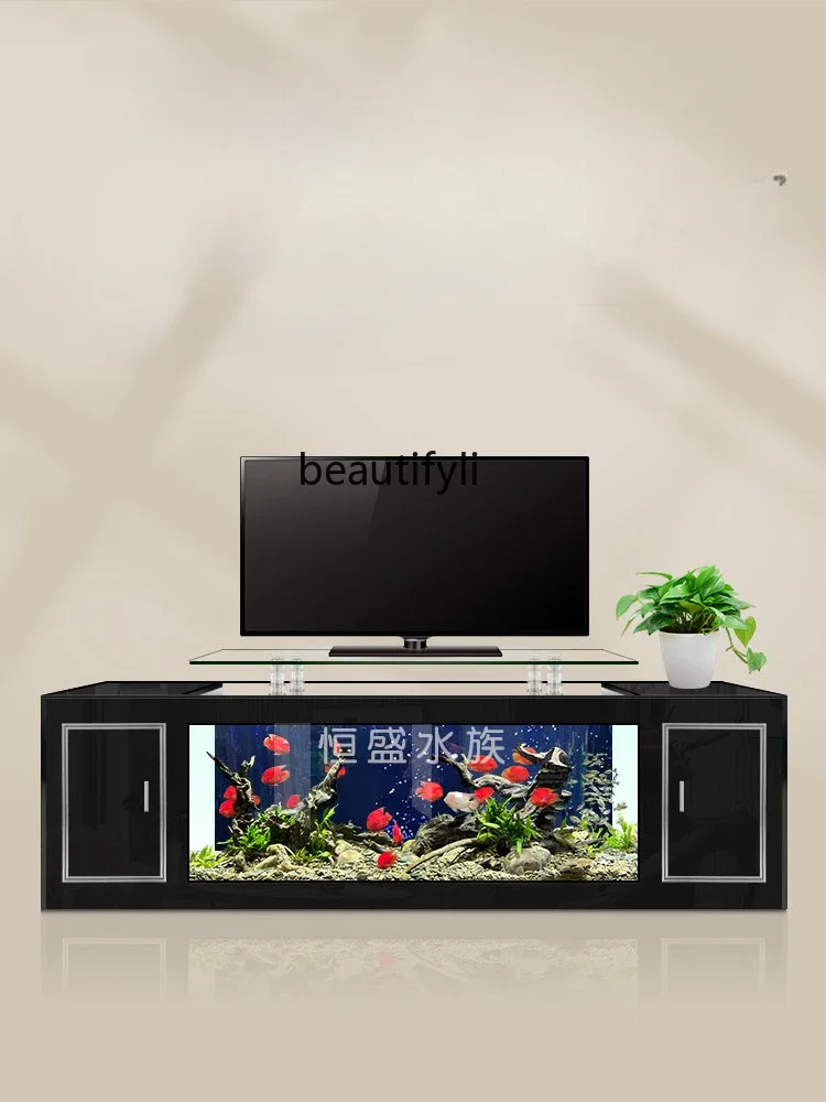 ТВ-шкаф аквариум для гостиной напольный до потолка большой экологичный