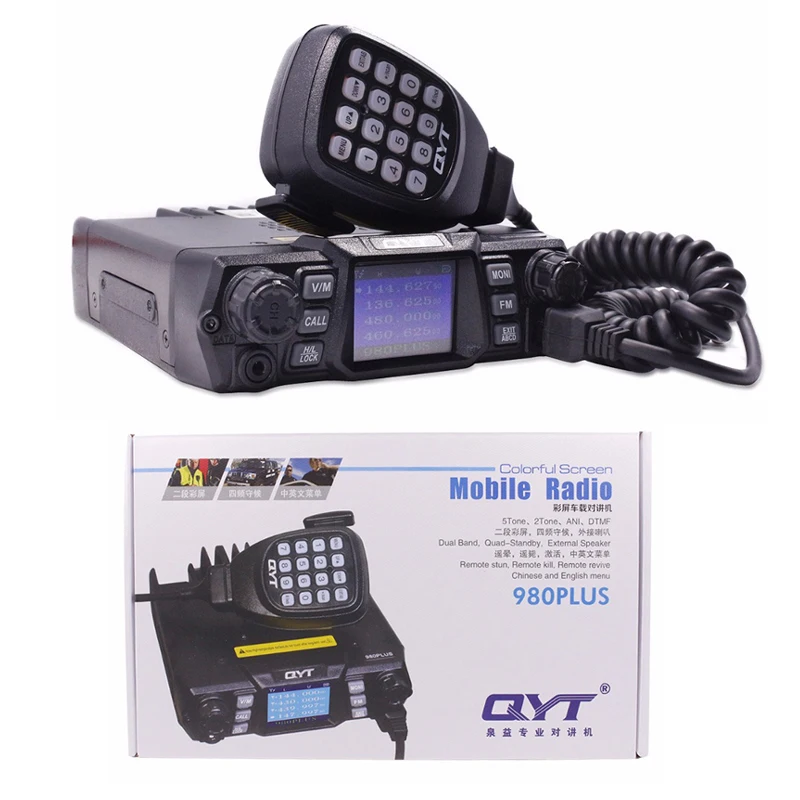 QYT KT-980 plus Car Vehicle Mount Radio Dual Band 136-174MGHz 400-470MHz VHF UHF Quad Standby KT-980Plus Mobile Ham Radio