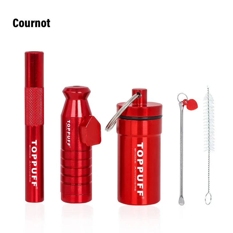 

New Sniff Set Aluminum Storage Stash Jar Herb Pill Box Tube Straws Snuffer Container Kit With Spoon Smoking Accessories