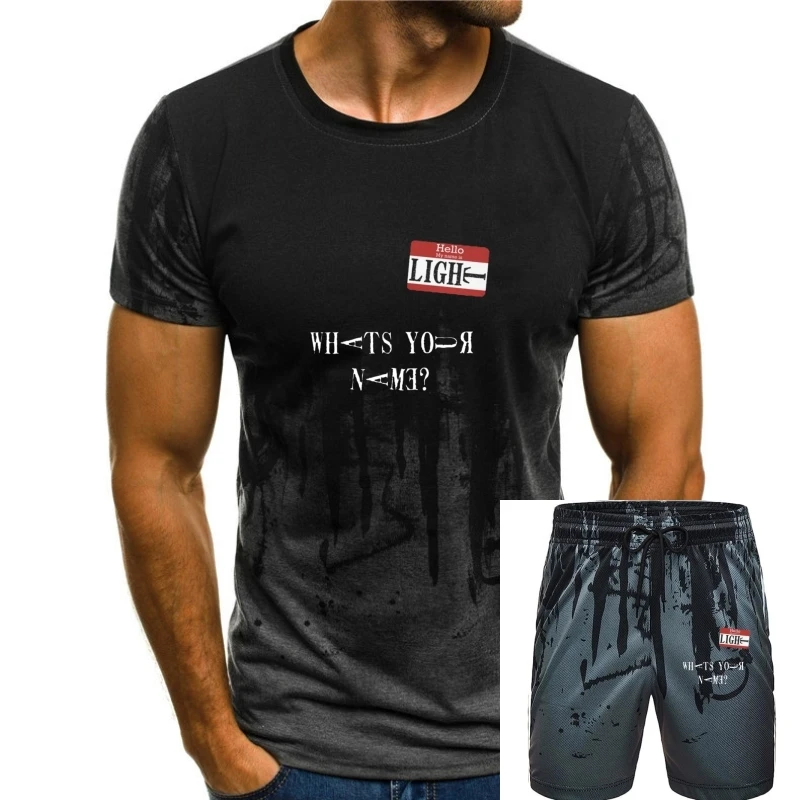 

Death Note Name Tag T Shirt Men Pure Cotton T-Shirts Yagami Anime Light Bad Evil Cartoon Japan Manga Tees Short Sleeve Big Size