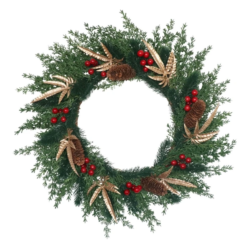 

Christmas Pine Needle Pinecone Wreath Decorative Garland Front Door Window Decor