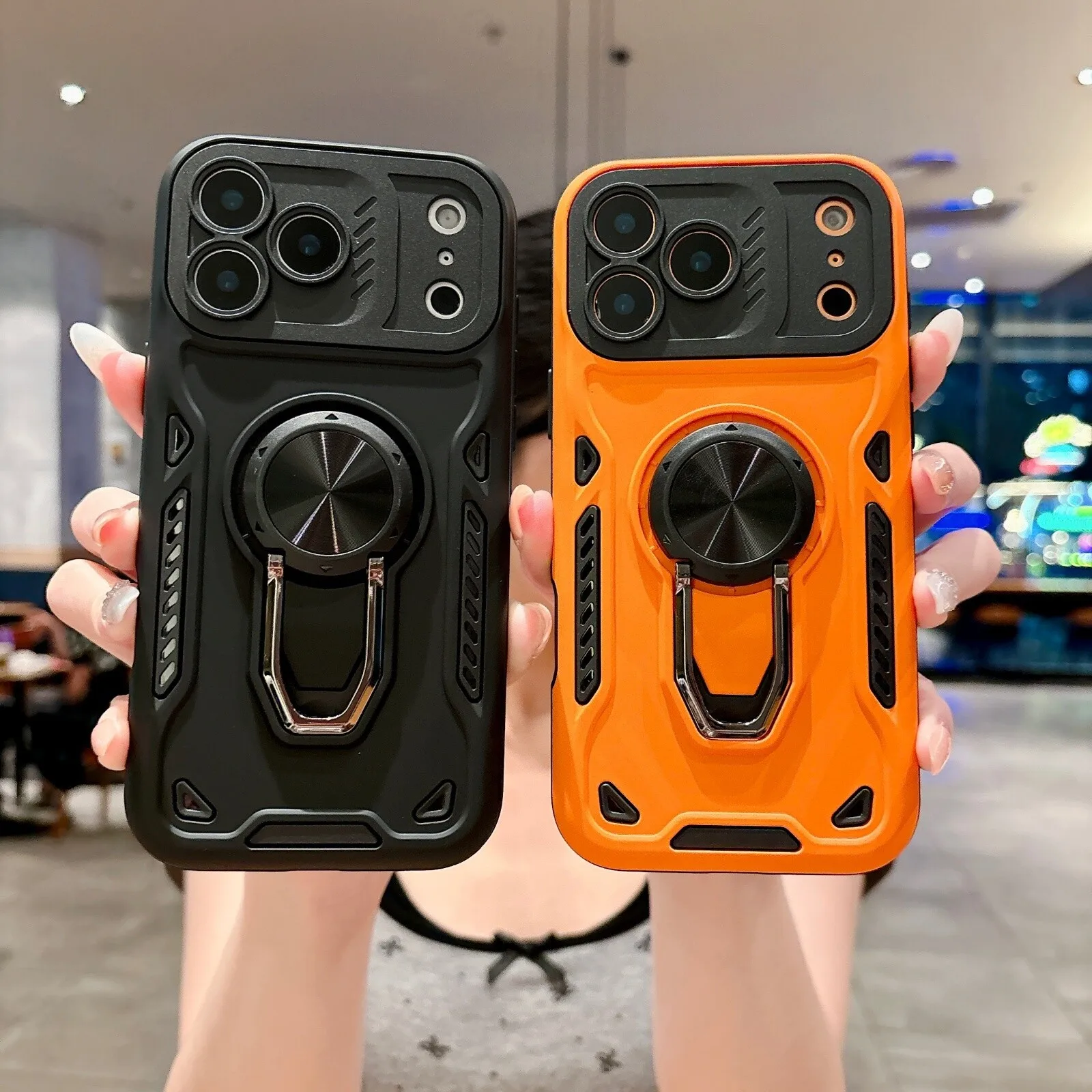 Фото Роскошный чехол-держатель для iPhone 18 Pro Max 17 16 Plus 15 14 13 12 11 с кольцом, ударопрочный, тонкий, со скрытой подставкой №1
