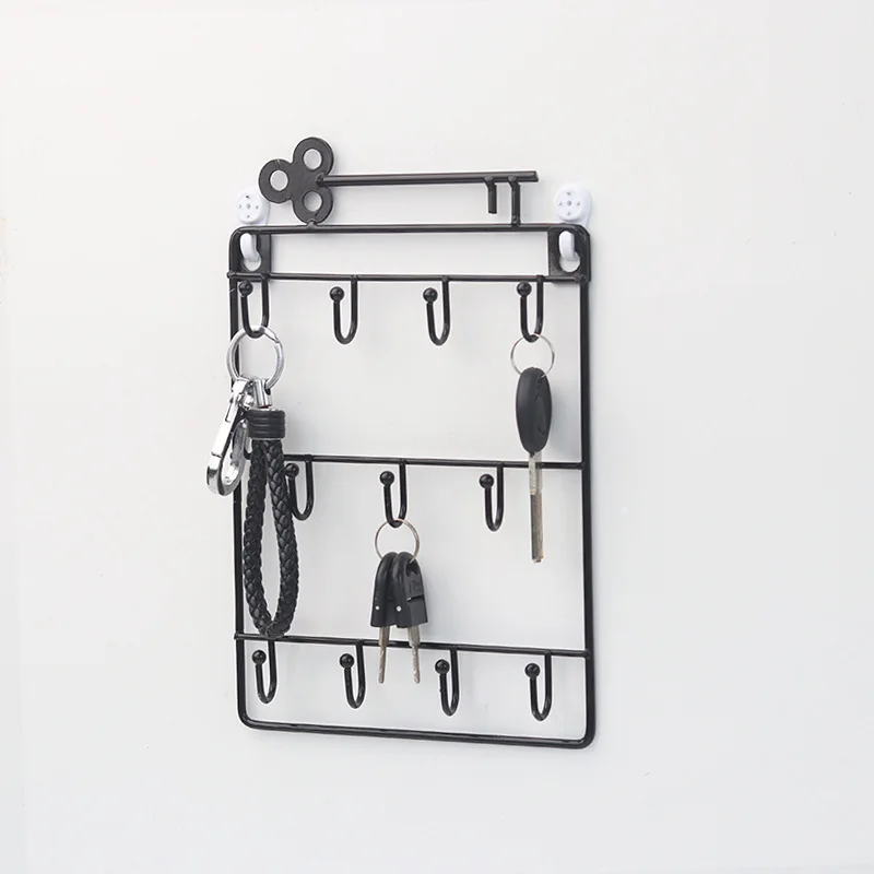 

Modern Style Iron Wall Mounted 11 Hangers Hooks Key Holder Coat Hat Storage Rack Practical Cloth / Keys Hooks Wall Hook
