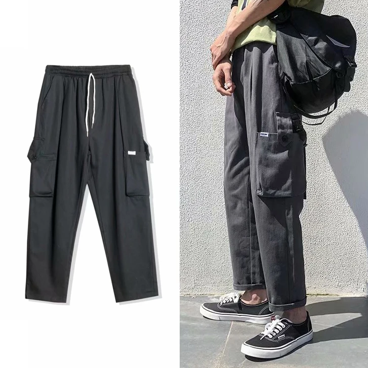 

Men's casual overalls youth Hong Kong style men's Korean style pants trendy men's nine-point trousers